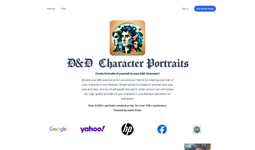 Screenshot of D&D Character Portraits