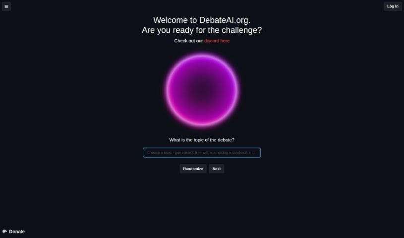 Screenshot of DebateAI