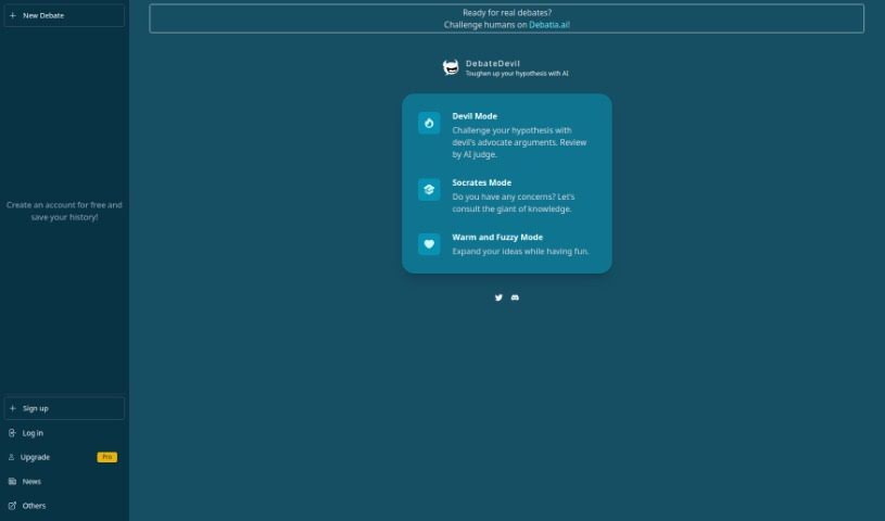 Screenshot of DebateDevil