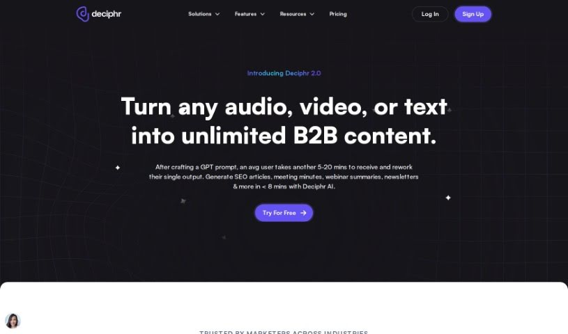 Screenshot of Deciphr AI