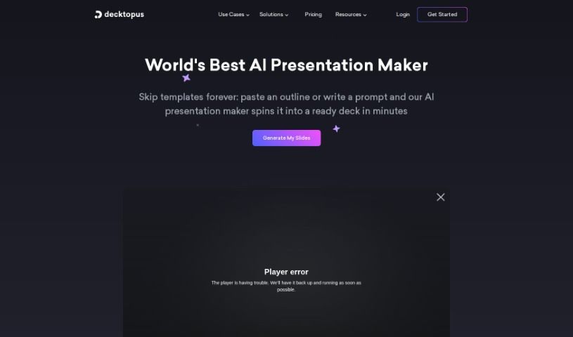 Screenshot of Decktopus AI