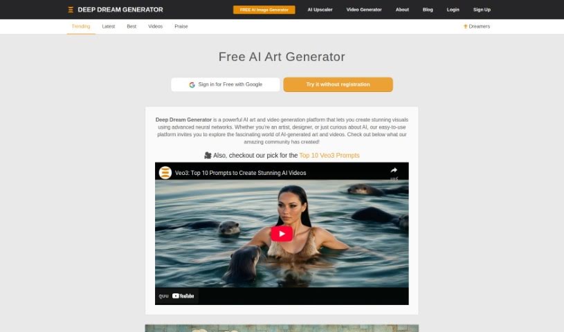 Screenshot of Deep Dream Generator