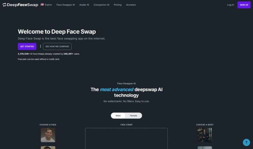 Screenshot of Deepfaceswap