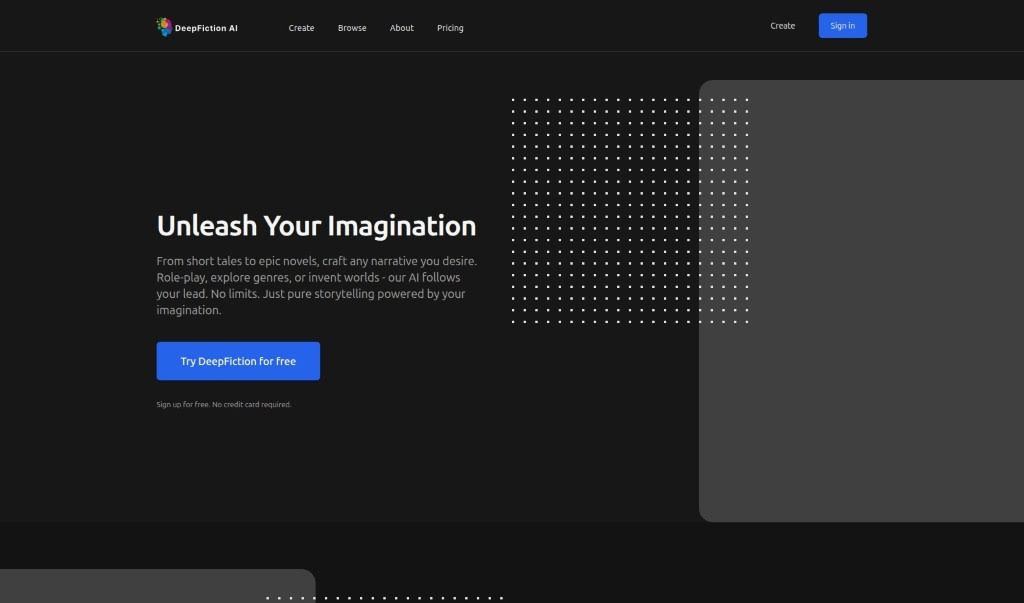 Screenshot of DeepFiction