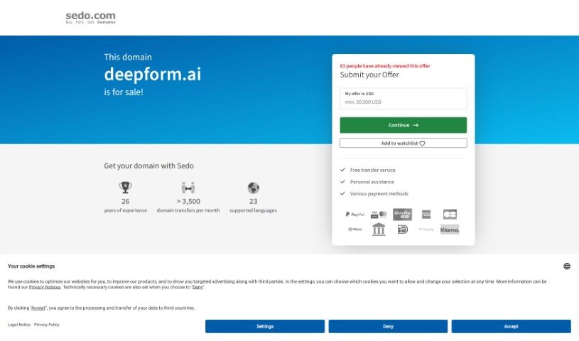 Screenshot of Deepform