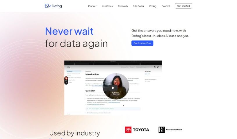 Screenshot of Defog.ai