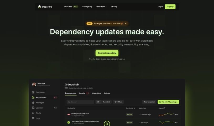 Screenshot of DepsHub