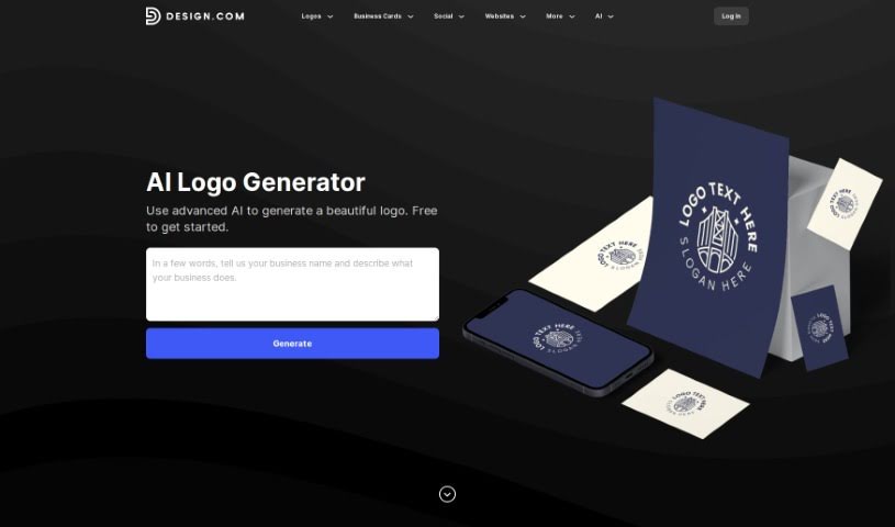 Screenshot of Design.com AI Logo Generator