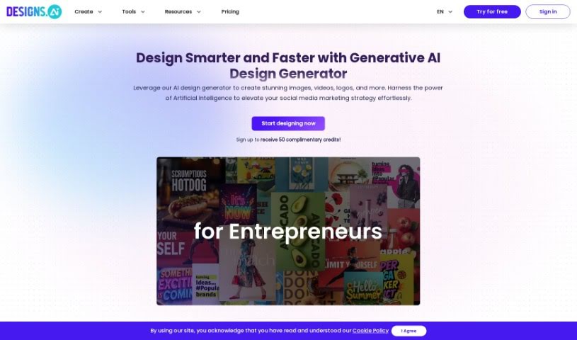 Screenshot of Designs AI