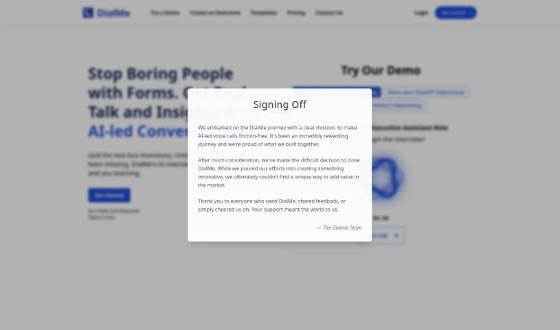 Screenshot of DialMe