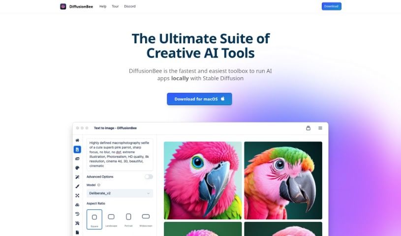 Screenshot of DiffusionBee
