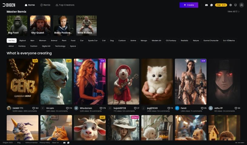 Screenshot of Digen AI