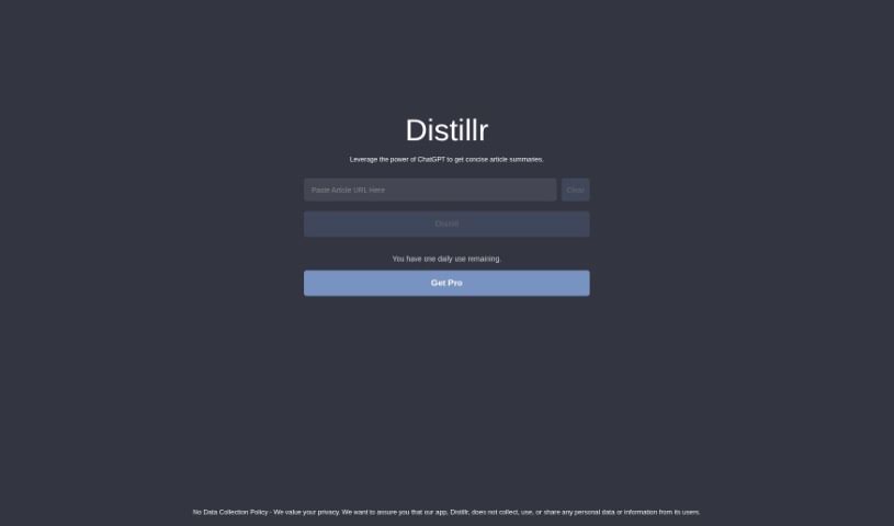 Screenshot of Distillr