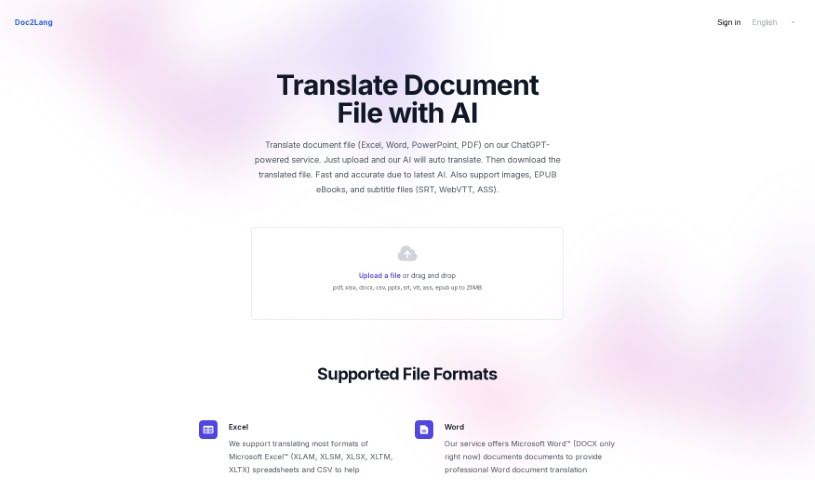 Screenshot of Doc2Lang
