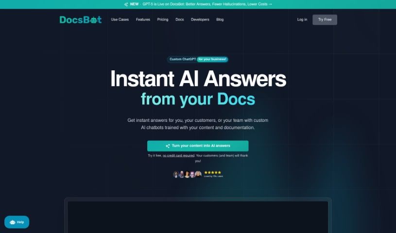 Screenshot of DocsBot AI