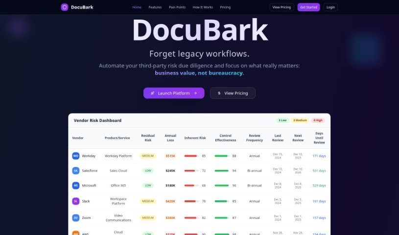 Screenshot of Docubank