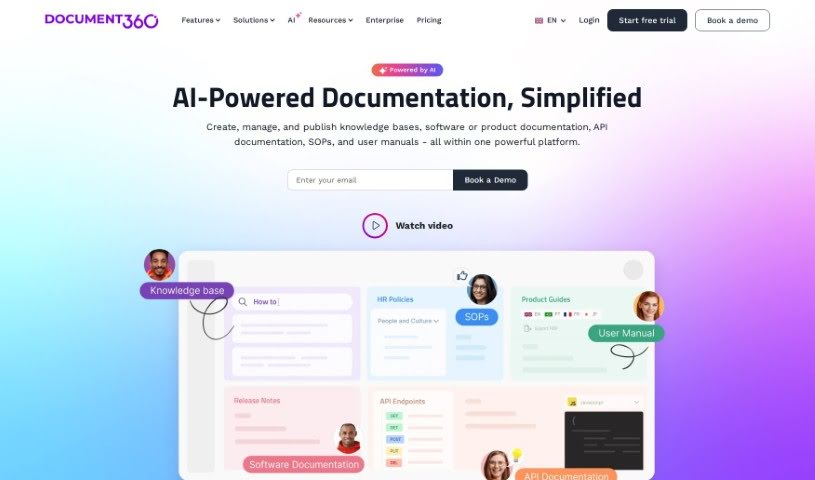 Screenshot of Document360