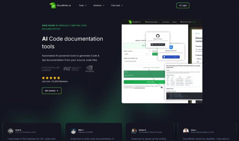 Screenshot of Docuwriter.ai