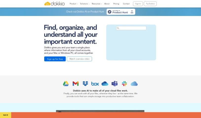 Screenshot of Dokkio