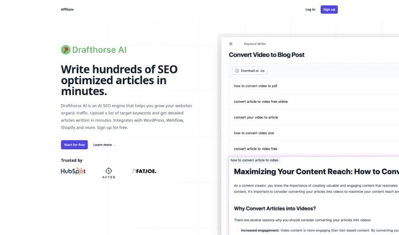 Screenshot of Drafthorse AI