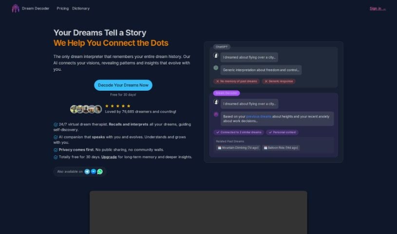 Screenshot of Dream Decoder