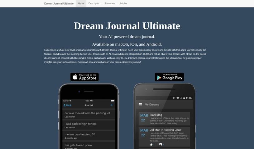 Screenshot of Dream Journal