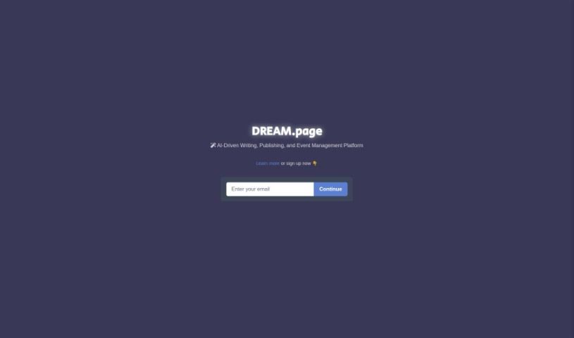 Screenshot of Dream Page