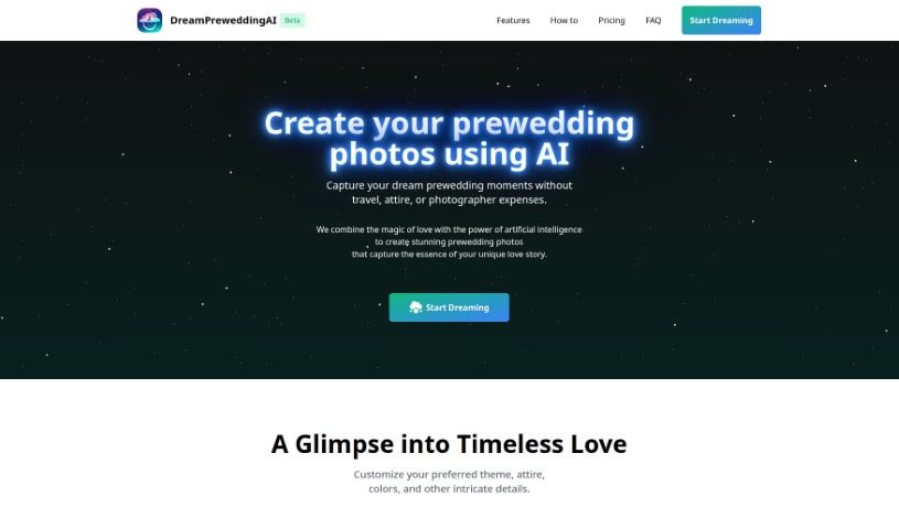Screenshot of Dream Prewedding AI