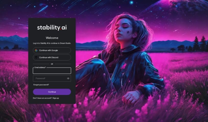 Screenshot of Dreamstudio