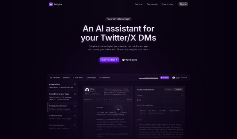 Screenshot of Drippi.ai