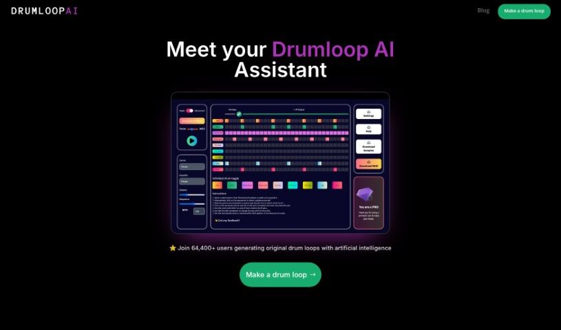 Screenshot of Drumloop AI