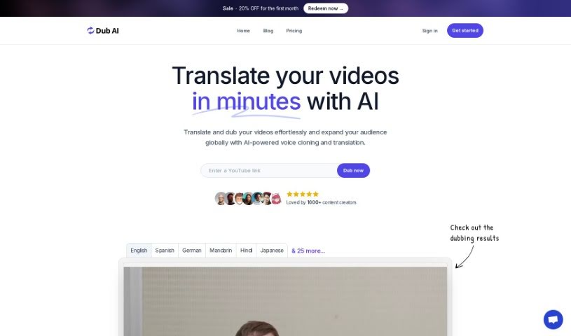 Screenshot of Dub Ai