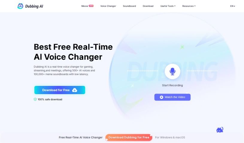 Screenshot of Dubbing Ai