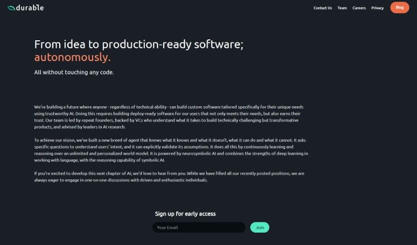 Screenshot of Durable