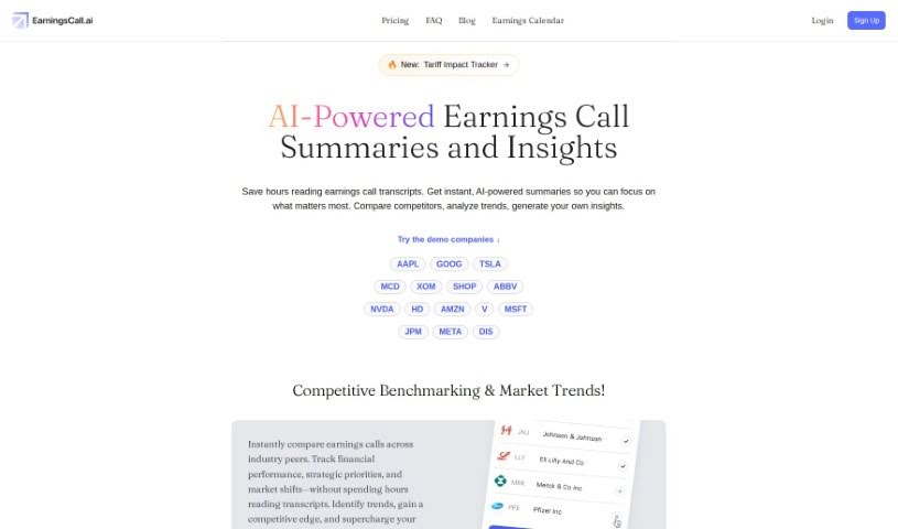 Screenshot of Earningsdigest.ai