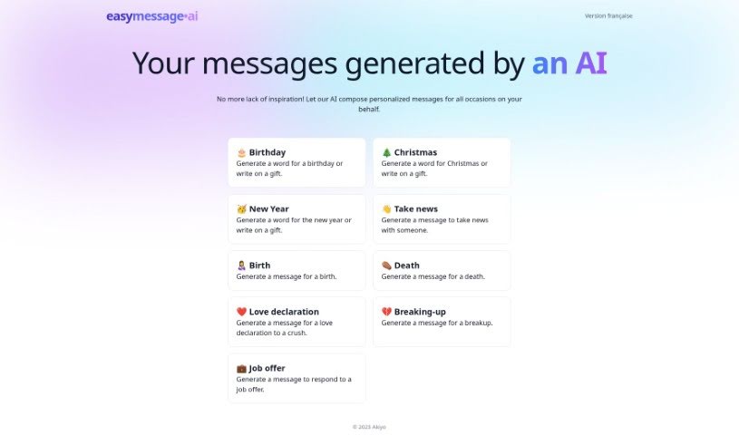 Screenshot of Easymessage.ai