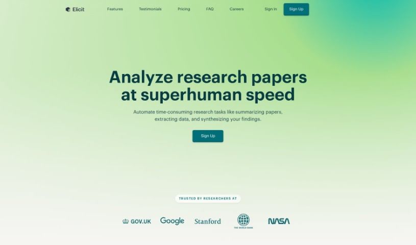 Screenshot of Elicit