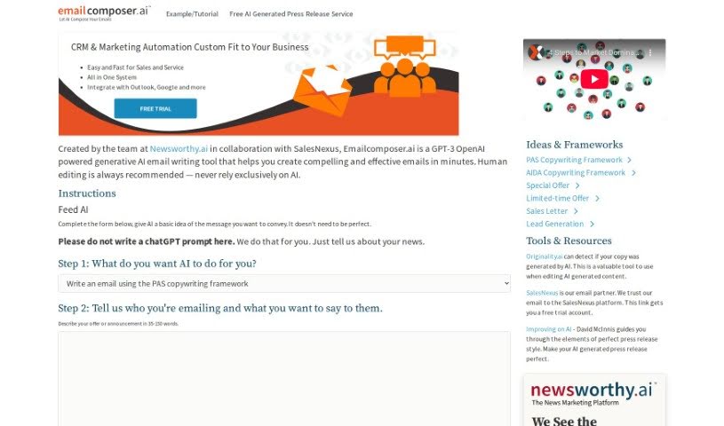 Screenshot of Emailcomposer.ai