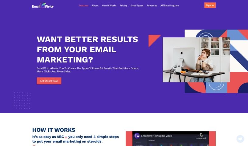 Screenshot of EmailWritr