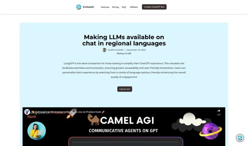Screenshot of EmbedAI Langgpt