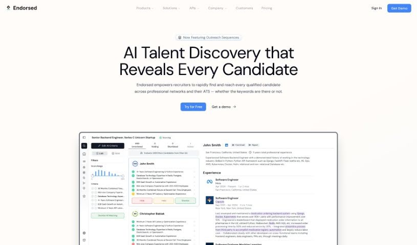 Screenshot of Endorsed