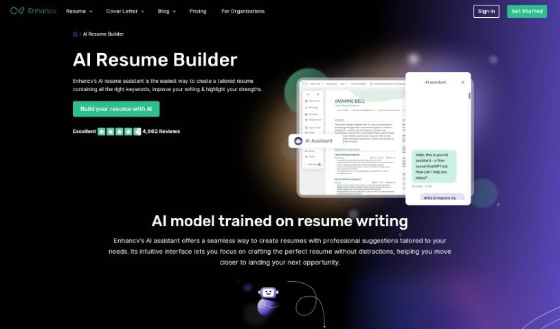 Screenshot of Enhancv AI Resume Builer