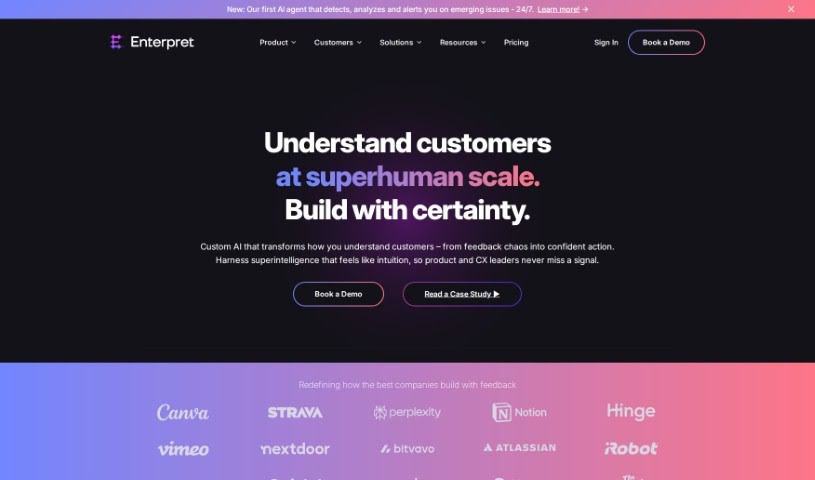 Screenshot of Enterpret