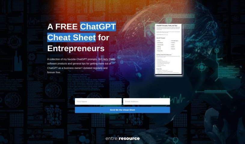 Screenshot of EntreResource Gpt Cheat Sheet