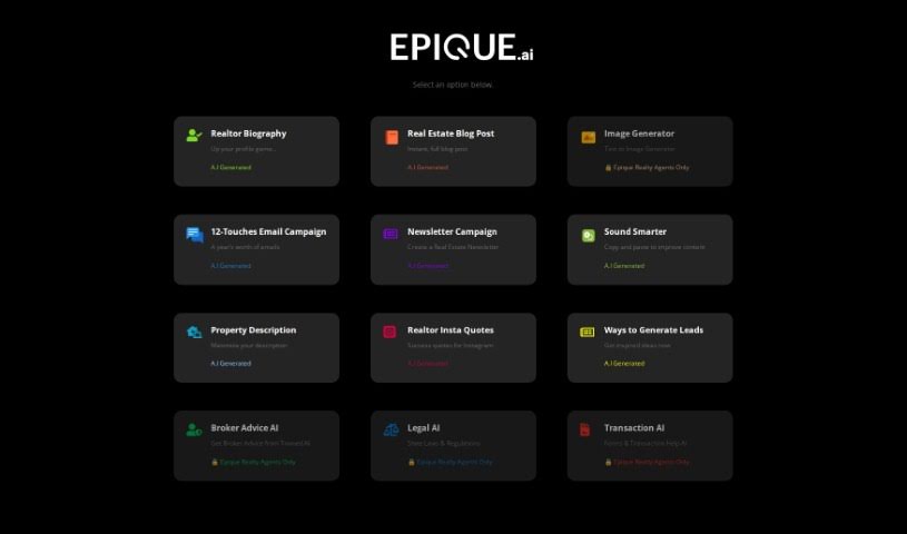 Screenshot of Epique AI