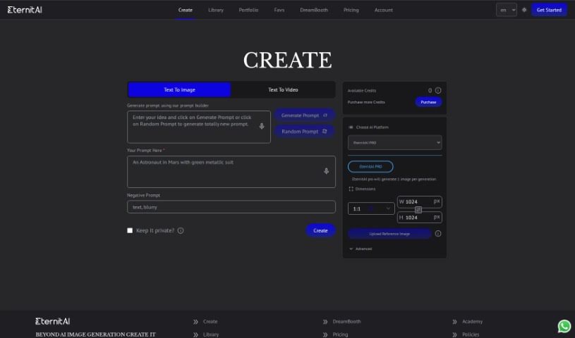 Screenshot of EternitAI