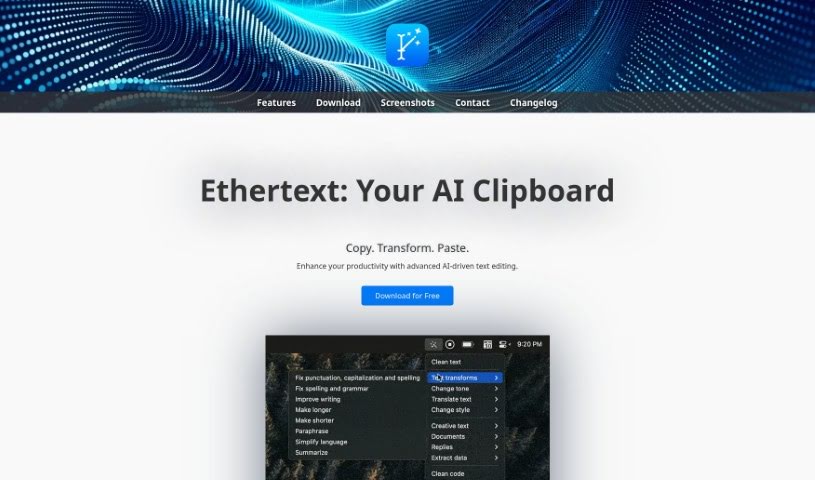 Screenshot of Ethertext