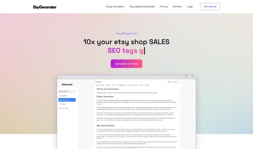 Screenshot of Etsygenerator