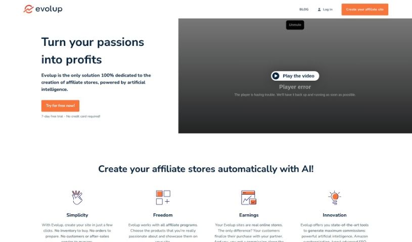 Screenshot of Evolup