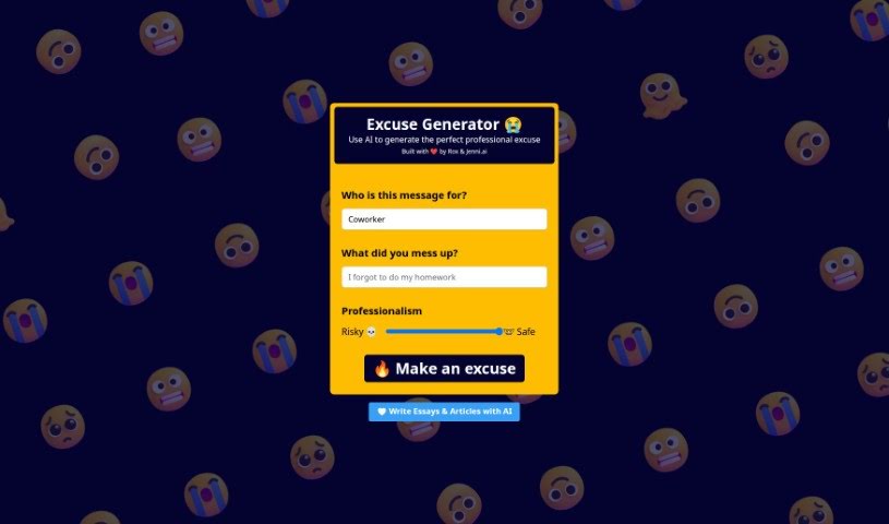 Screenshot of Excuse Generator